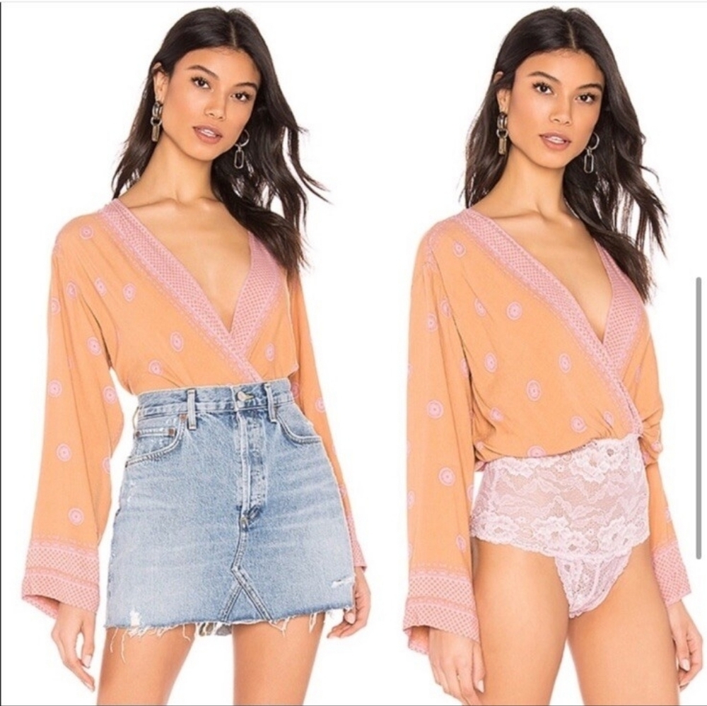Free People On Board Bodysuit Lace Bottom Size Medium